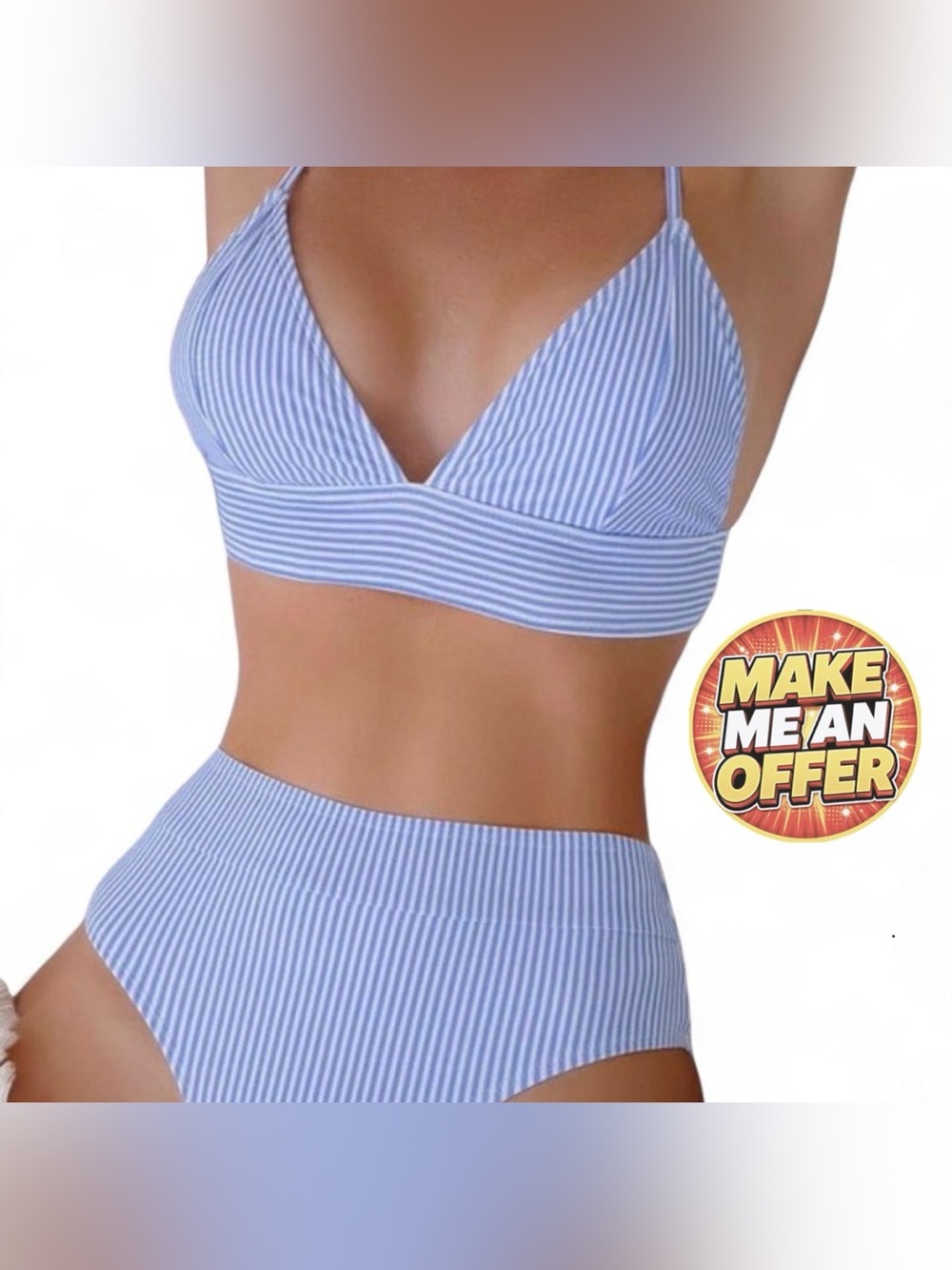 Brand New Blue Striped Bikini Set - SZ L